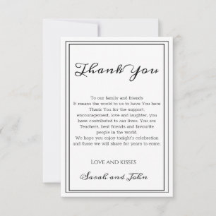 Simple Black and White Calligraphy Wedding Thank You Card