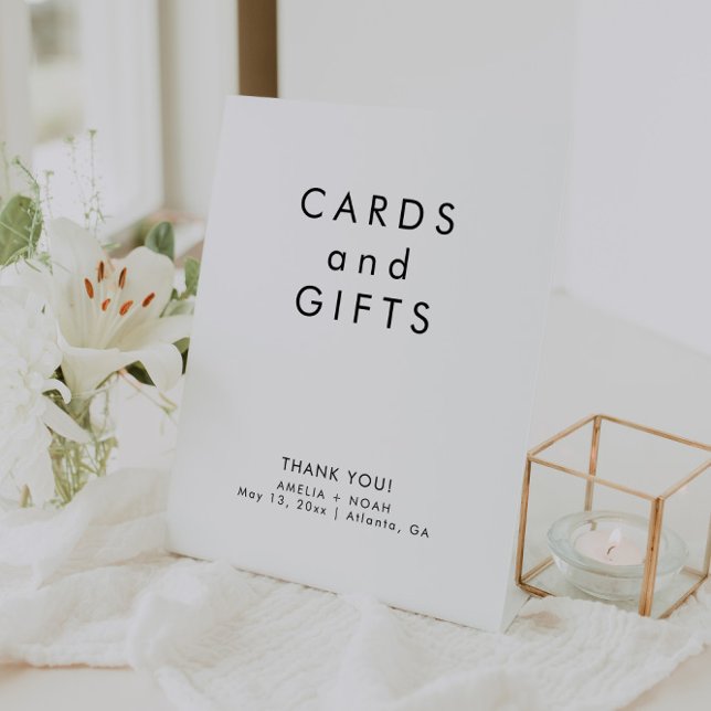 Simple Black And White Cards Gifts Wedding Pedestal Sign (Creator Uploaded)