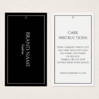 Simple Black and white Care Instructions Hang Tags
