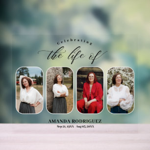 Simple Black and White Celebration of Life Photo  Acrylic Sign