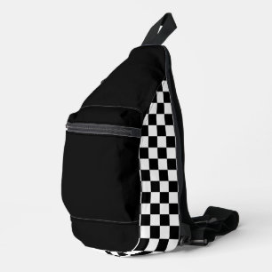 Simple Black and White Chequerboard Sling Bag