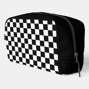 Simple Black and White Chequered Pattern Dopp Kit