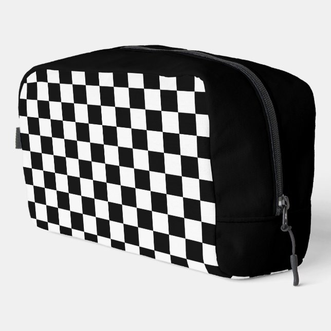 Simple Black and White Chequered Pattern Dopp Kit (Right Corner)