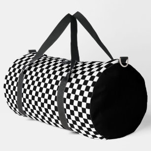 Simple Black and White Chequered Pattern Duffle Bag