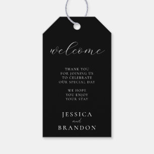 Simple Black and White Chic Wedding Welcome Gift Tags