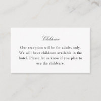 Simple Black and White Childcare Insert Card