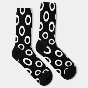 Simple Black and White Circles Dotted Pattern Socks