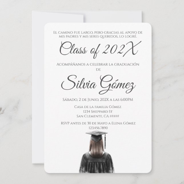 Simple Black and White Class of 2026 graduation Invitation (Front)