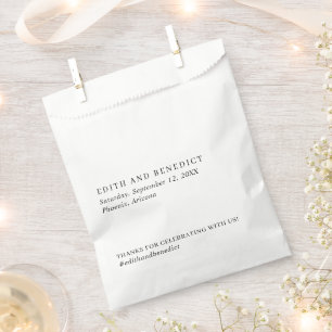 Simple Black and White Classic Elegant Wedding Favour Bags
