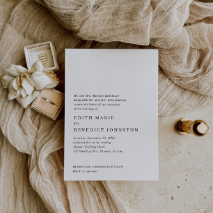Simple Black and White Classic Elegant Wedding Invitation