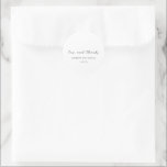 Simple Black and White Clean Wedding Classic Round Sticker<br><div class="desc">Modern wedding stickers featuring a simple design with classic serif and elegant script fonts.  The design includes "love and thanks" and your names and wedding date.</div>