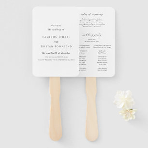 Simple Black and White Clean Wedding Program Hand Fan