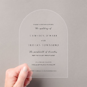 Simple Black and White Clean Wedding Save the Date Acrylic Invitations