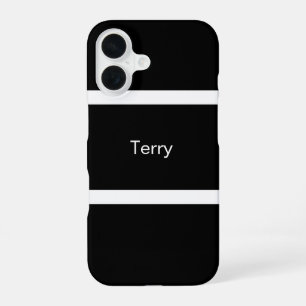 Simple Black And White Colour Blocks Personalised iPhone 16 Case