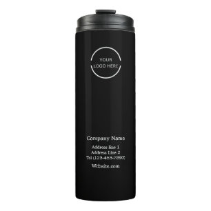 Simple Black and White Company logo Thermal Tumbler