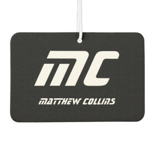 Simple Black and White Cool Personalised Monogram Car Air Freshener
