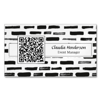 Simple Black And White Custom QR Code Magnetic Business Card