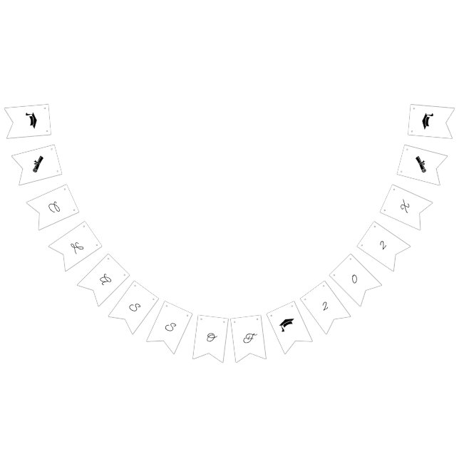 Simple Black And White Customisable Graduation Bunting (All)