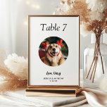 Simple Black and White Dog Photo Wedding  Table Number<br><div class="desc">These modern and minimalist dog wedding table numbers are the perfect way to include your pet in your wedding. Both elegant and simple, this design includes a place to add your custom table numbers, your dog's name, the bride and groom names, and the date of the wedding. This design also...</div>