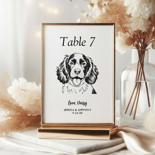 Simple Black and White Dog Wedding  Table Number