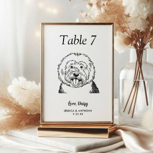 Simple Black and White Dog Wedding  Table Number