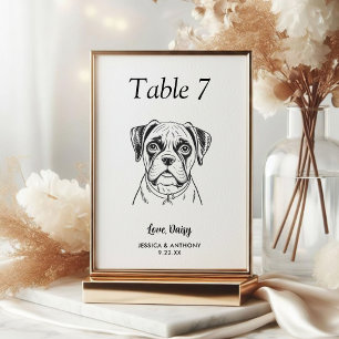 Simple Black and White Dog Wedding  Table Number