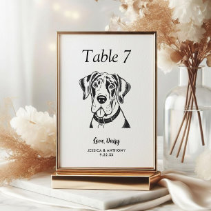 Simple Black and White Dog Wedding  Table Number