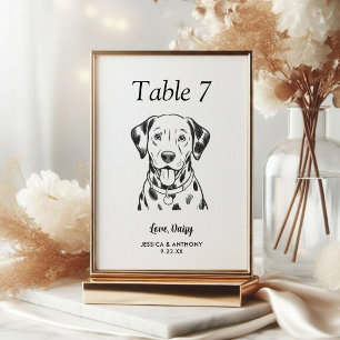 Simple Black and White Dog Wedding  Table Number