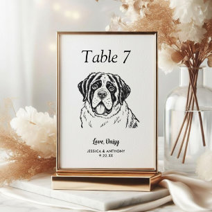 Simple Black and White Dog Wedding  Table Number