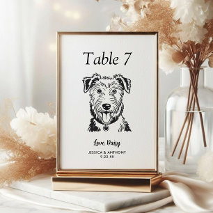 Simple Black and White Dog Wedding  Table Number