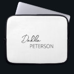 Simple Black and White Elegant Contemporary Modern Laptop Sleeve<br><div class="desc">Modern black and white laptop sleeve featuring a simple and minimal design personalized with your name in an elegant script and contemporary sans serif font.</div>