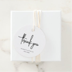 Simple Black and White Elegant Minimalist Wedding Favour Tags