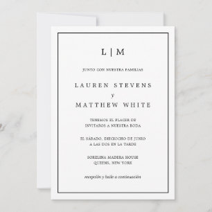 Simple Black and White Elegant Spanish Wedding Invitation