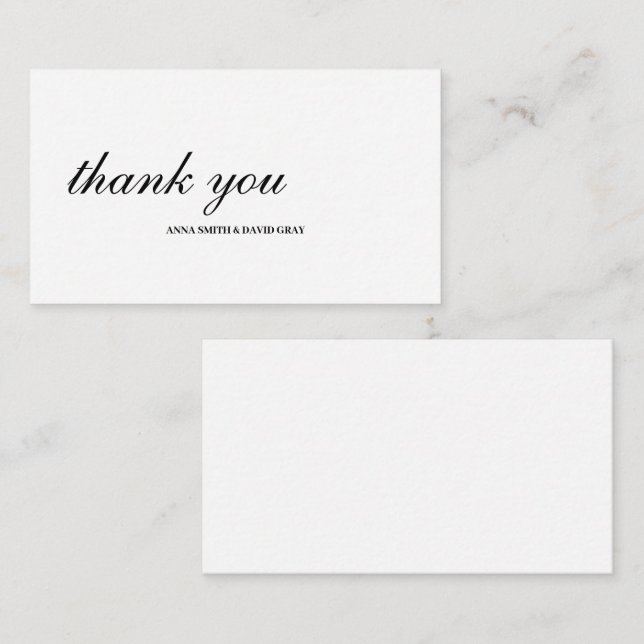 Simple Black and White Elegant Thank You Card (Front/Back)
