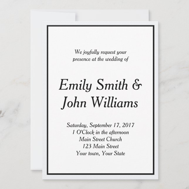Simple Black and White Elegant Wedding Invitation (Front)