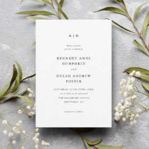 Simple Black and White Elegant Wedding Invitation