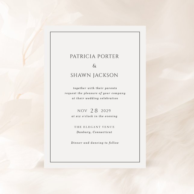 Simple Black and White Elegant Wedding Invitation (Creator Uploaded)