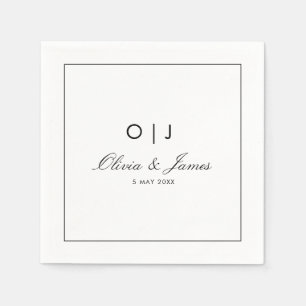 Simple Black and White Elegant Wedding Napkins