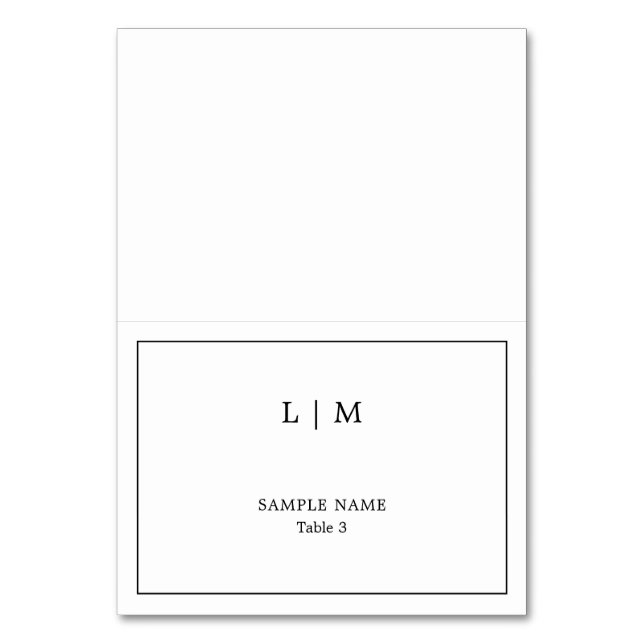 Simple Black and White Elegant Wedding Place Card (Front)