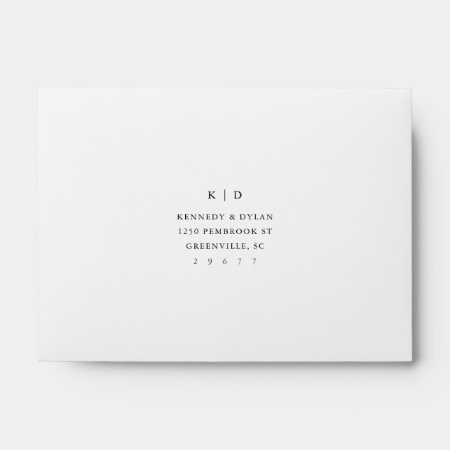 Simple Black and White Elegant Wedding RSVP Envelope (Front)