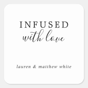 Simple Black and White Elegant Wedding Square Sticker