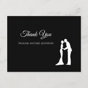 Simple Black and White Elegant Wedding Thank you Postcard
