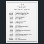 Simple Black and White Elegant Wedding Timeline<br><div class="desc">Simple Wedding Timeline featuring a modern yet elegant design with your two letter monogram at the top and your details surrounded by a thin border. All text is in black over a white background and may be changed to any colours you wish by clicking the "customise" button. A chic and...</div>