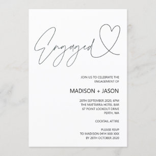 Simple Black and White Engagement Party Invitation