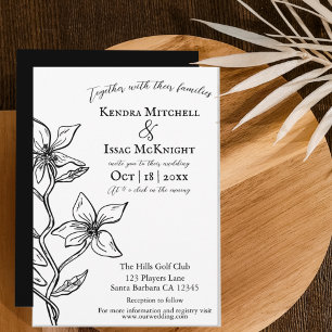 Simple Black and White Floral Invitation