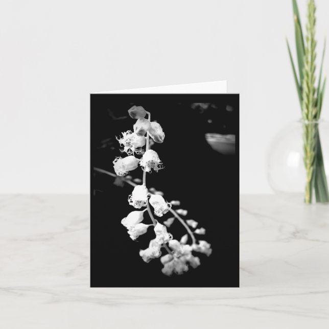 Simple Black and White Flowers Blank Thank You Card (Front)