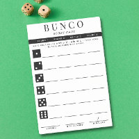 Simple Black and White Four Round Bunco Score Card