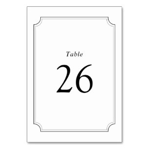 Simple black and white frame wedding table number