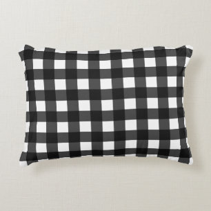 Simple Black and White Gingham Decorative Cushion