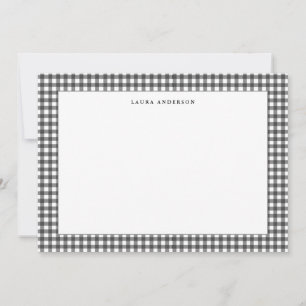Simple Black and white Gingham personalised Thank You Card